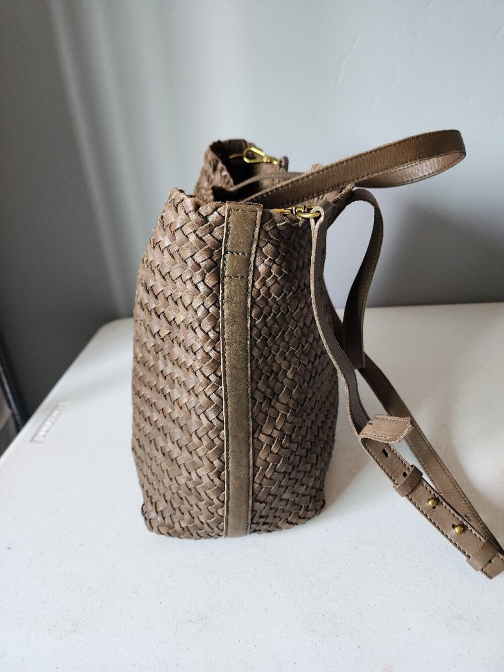 Madewell Brown Woven Tote "EUC" - Picture 5 of 16